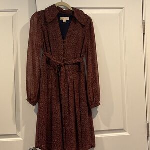 Michael Kors Brown Long Sleeve Dress